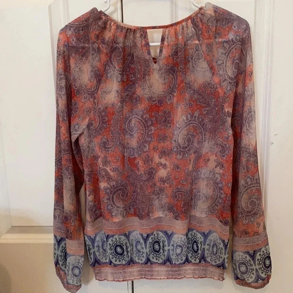 Lucky boho Shirt Small Boho style blue peach and white - Picture 6 of 6